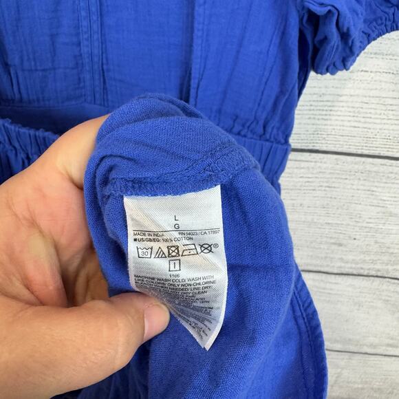 Gap Women's Blue Cotton Summer Gauze Open Back Midi Dress Size Large - Picture 9 of 9